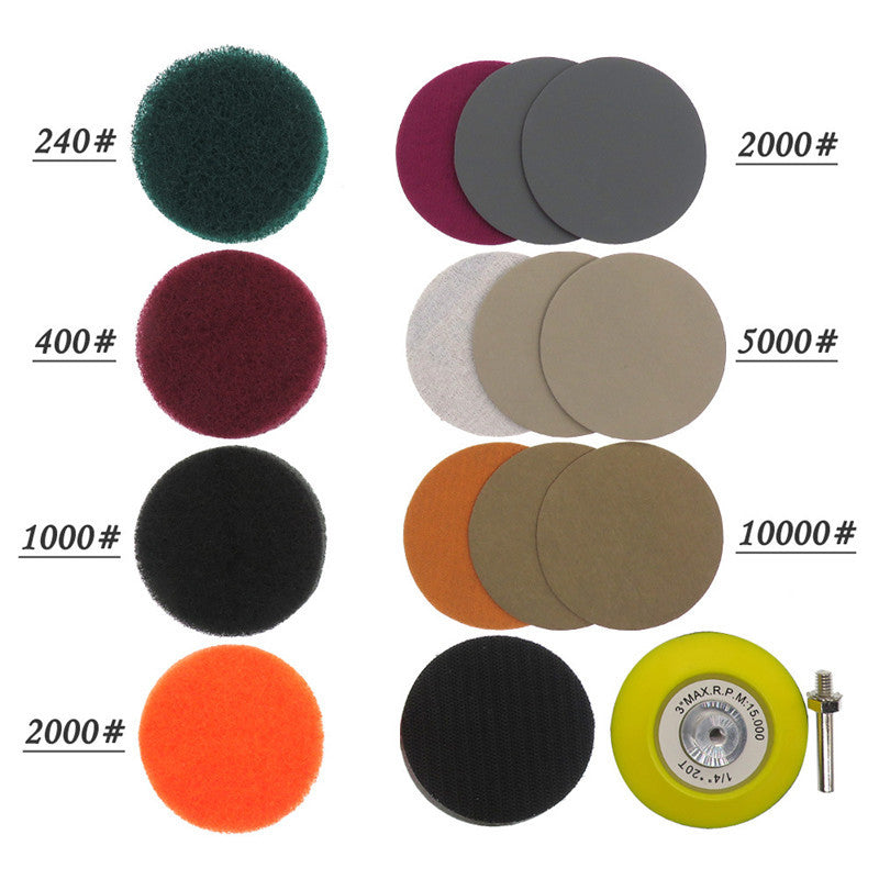 Plateau Velcro 75 mm + Kit disque abrasif Multi-grains 21 Pièces