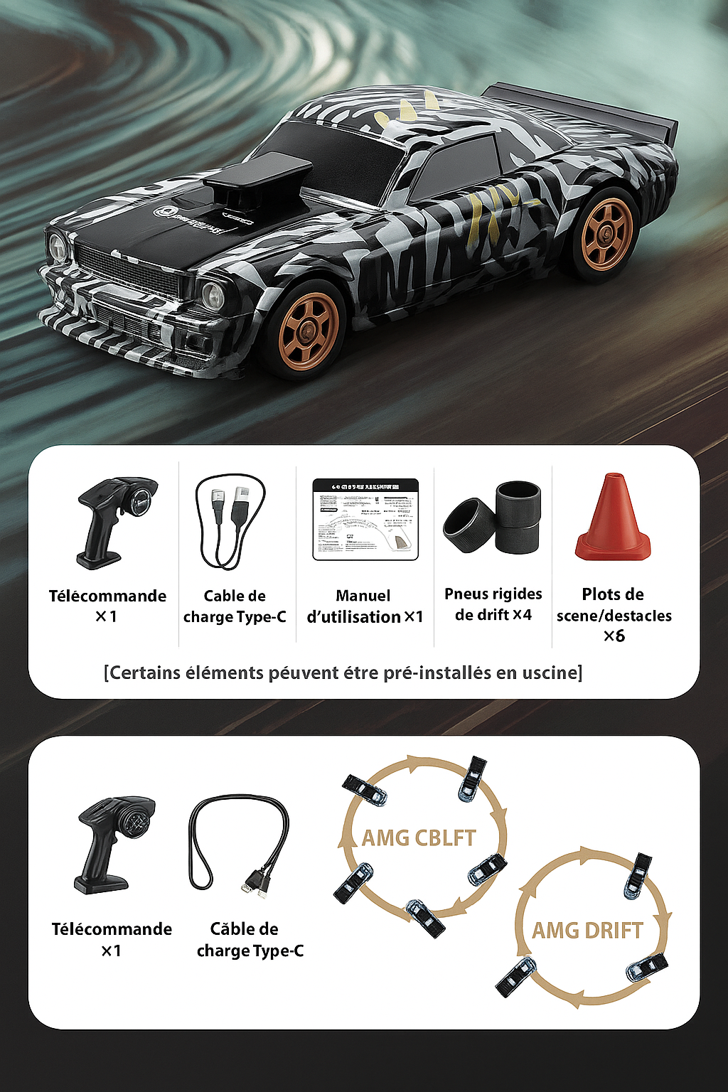 Mini RC Drift Car 4 Roues Motrices - Avec ou Sans Gyroscope