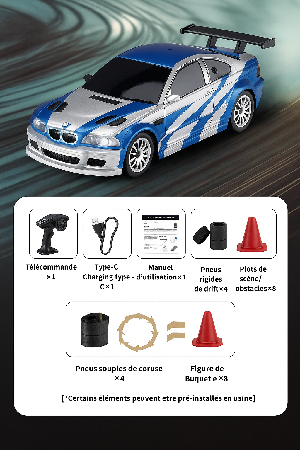 Mini RC Drift Car 4 Roues Motrices - Avec ou Sans Gyroscope