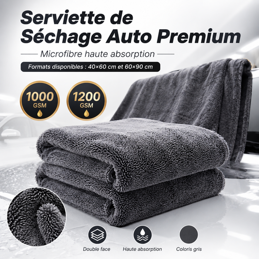 Serviette de Séchage Auto Premium Haute Absorption – 1200 GSM