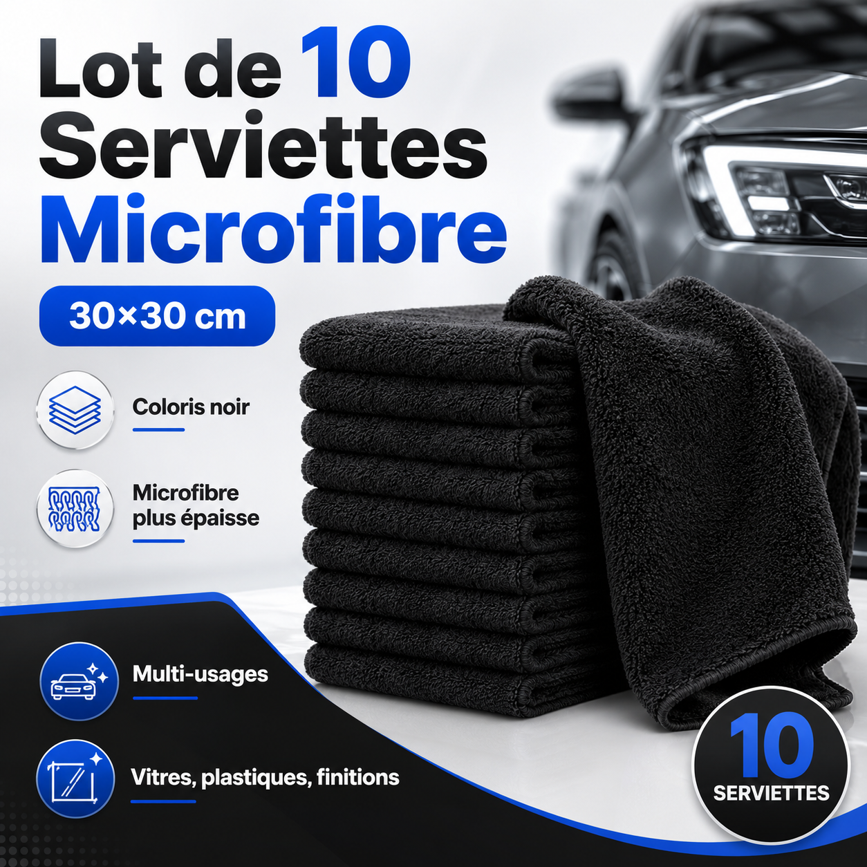 Lot de Microfibres Essentielles 30×30 cm
