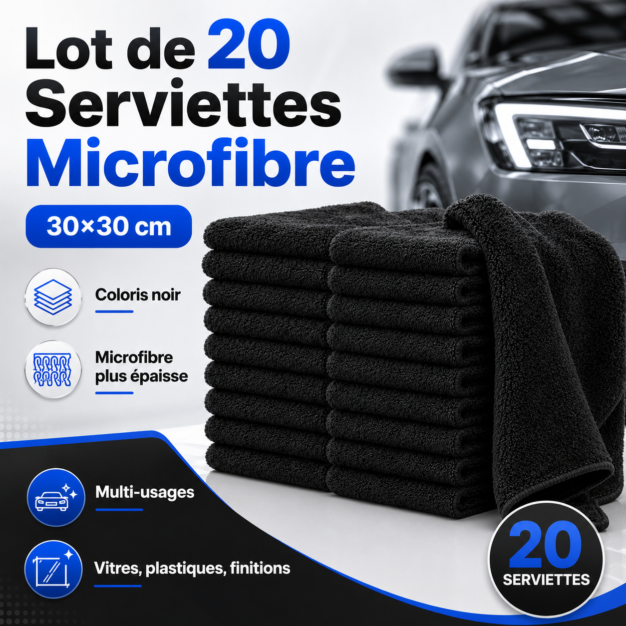 Lot de Microfibres Essentielles 30×30 cm