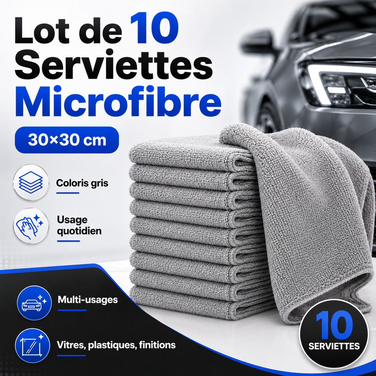 Lot de Microfibres Essentielles 30×30 cm