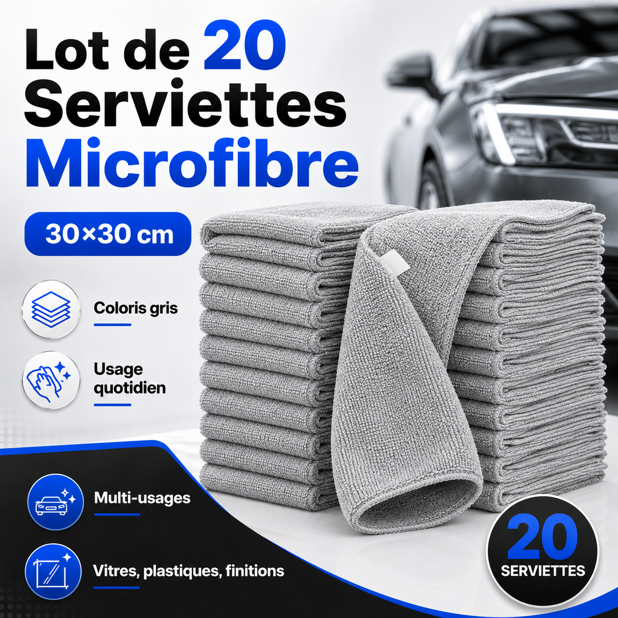 Lot de Microfibres Essentielles 30×30 cm