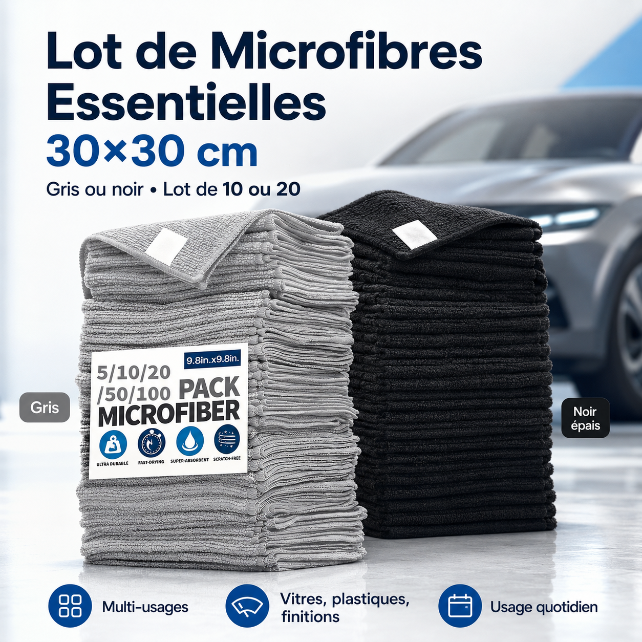Lot de Microfibres Essentielles 30×30 cm
